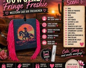 Western Cowboy Felt Freshie with Fringe, Car Air Freshener, Rearview Mirror Decor