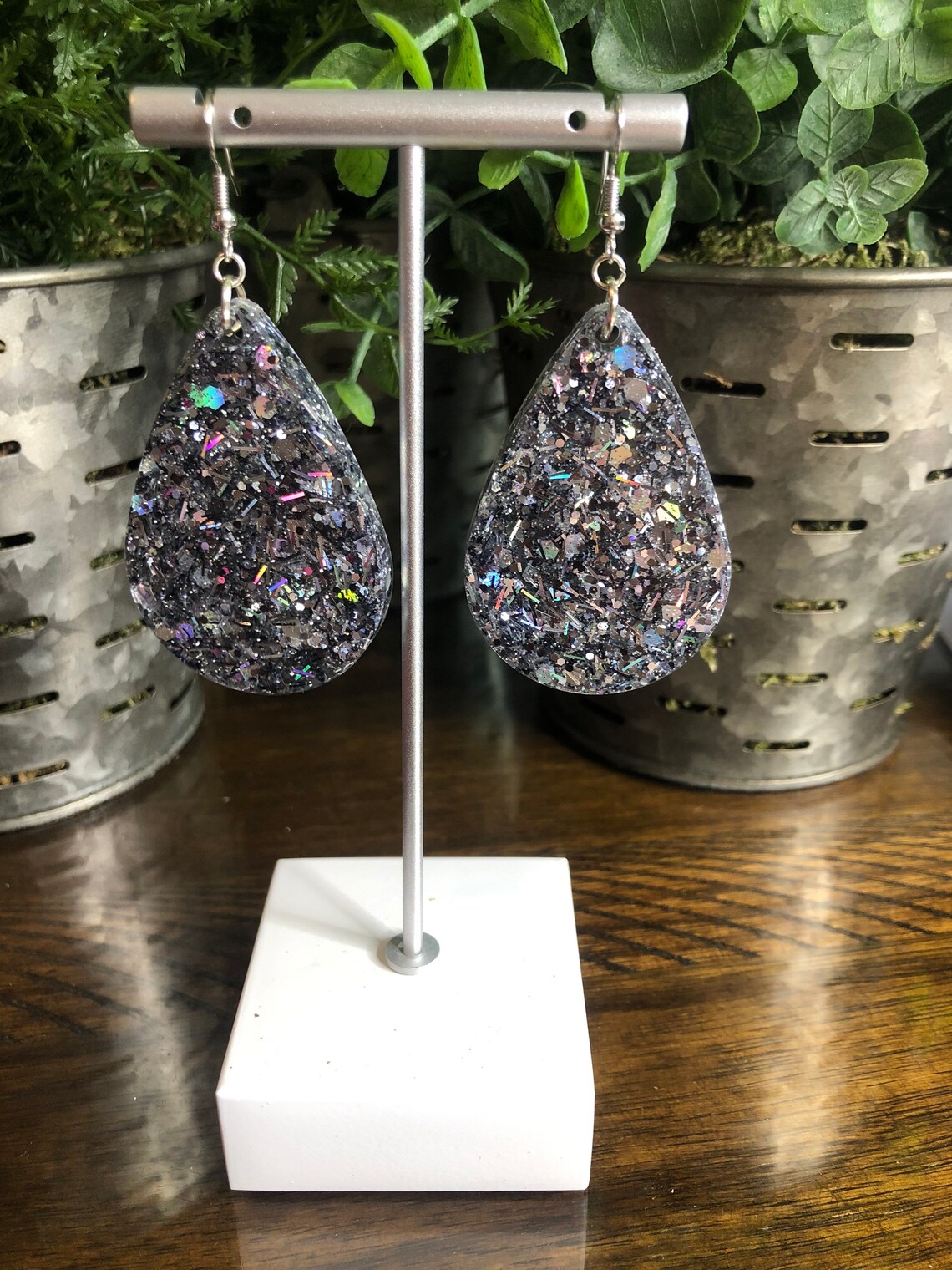 Resin Earrings Glitter Earrings Epoxy Earrings Handmade Etsy