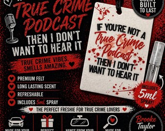 True Crime Podcast Felt Freshie, Car Air Freshener, Rearview Mirror Decor, Stocking Stuffer
