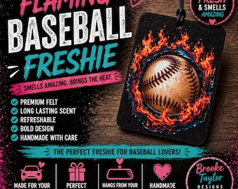 Fire Baseball Felt Freshie, Car Air Freshener, Rearview Mirror Decor, Guy Gift