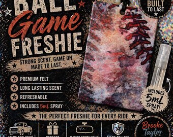 Grunge Baseball Felt Freshie, Car Air Freshener, Rearview Mirror Decor, Stocking Stuffer