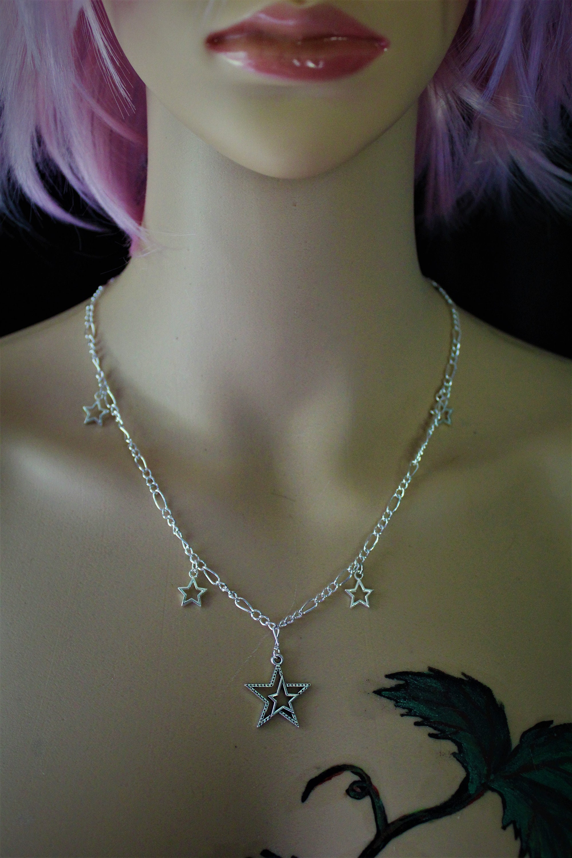 Silver Starlets Necklace Etsy