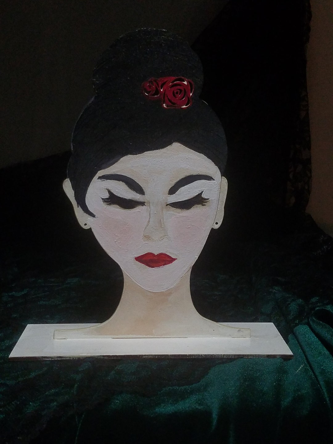 Earring Display Head With Roses Etsy