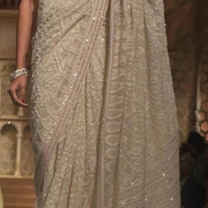 Authentic Handmade Chikankari Saree | Pure georgette kamdani Chikankari Saree | Bridal Wedding Saree | Lucknowi Saree | Chikankari Saree USA
