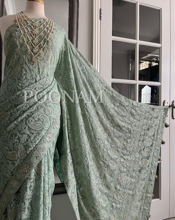 Chikankari bridal hotsell saree