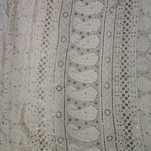Authentic Handmade PaisleyChikankari Saree | Pure georgette  Chikankari Saree | Bridal Wedding Saree | Lucknowi Saree | Chikankari Saree USA