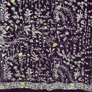 Parsi Gara Authentischer Crêpe Seide Parsi Gara Saree Mit All over Jaal Handstickerei Und Saree Bluse | Zeitlose Sarees Von Poonam Sarees USA