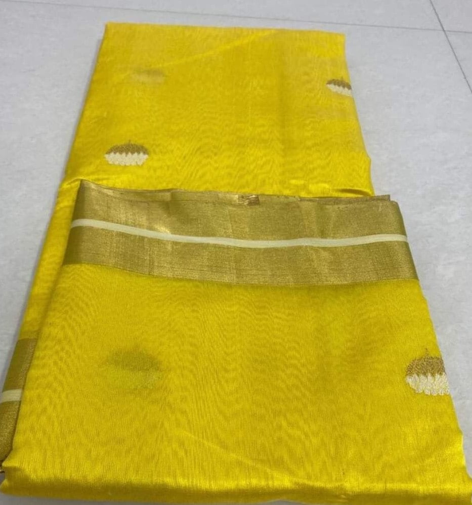 Floral Chanderi Silk Saree with Zari Resham Weaving