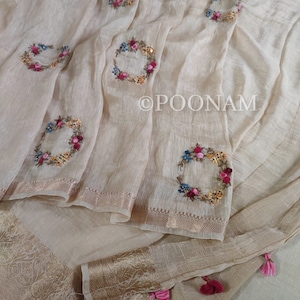 Handloom pure silk embroidery saree, linen saree, wedd Free shipping USA UK, wedding saree, silk sarees, indian wedding saree, Poonam Sarees