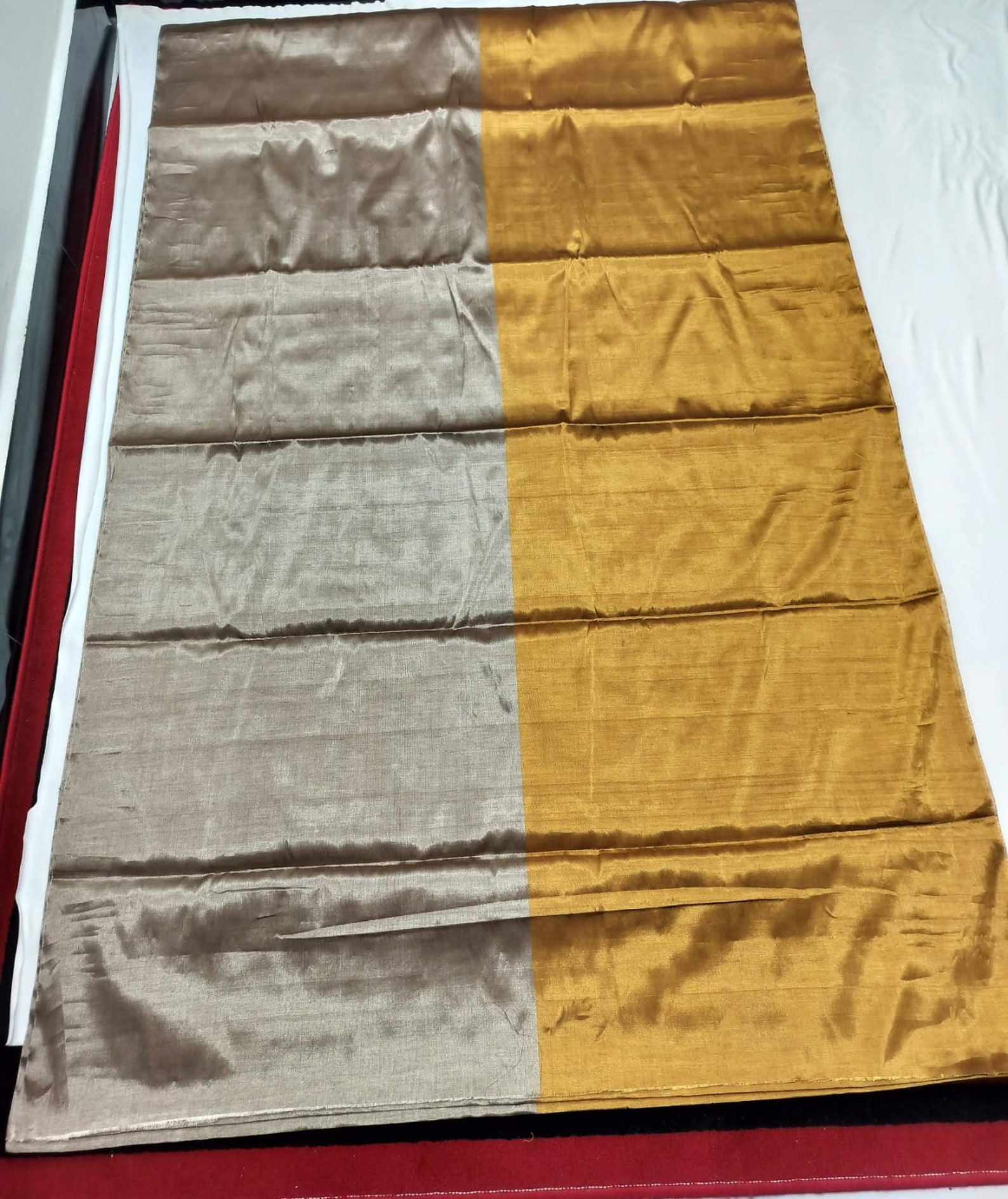 Beige - Handloom Zari Buti Chanderi Silk 2pc Unstitched Dress Material 25