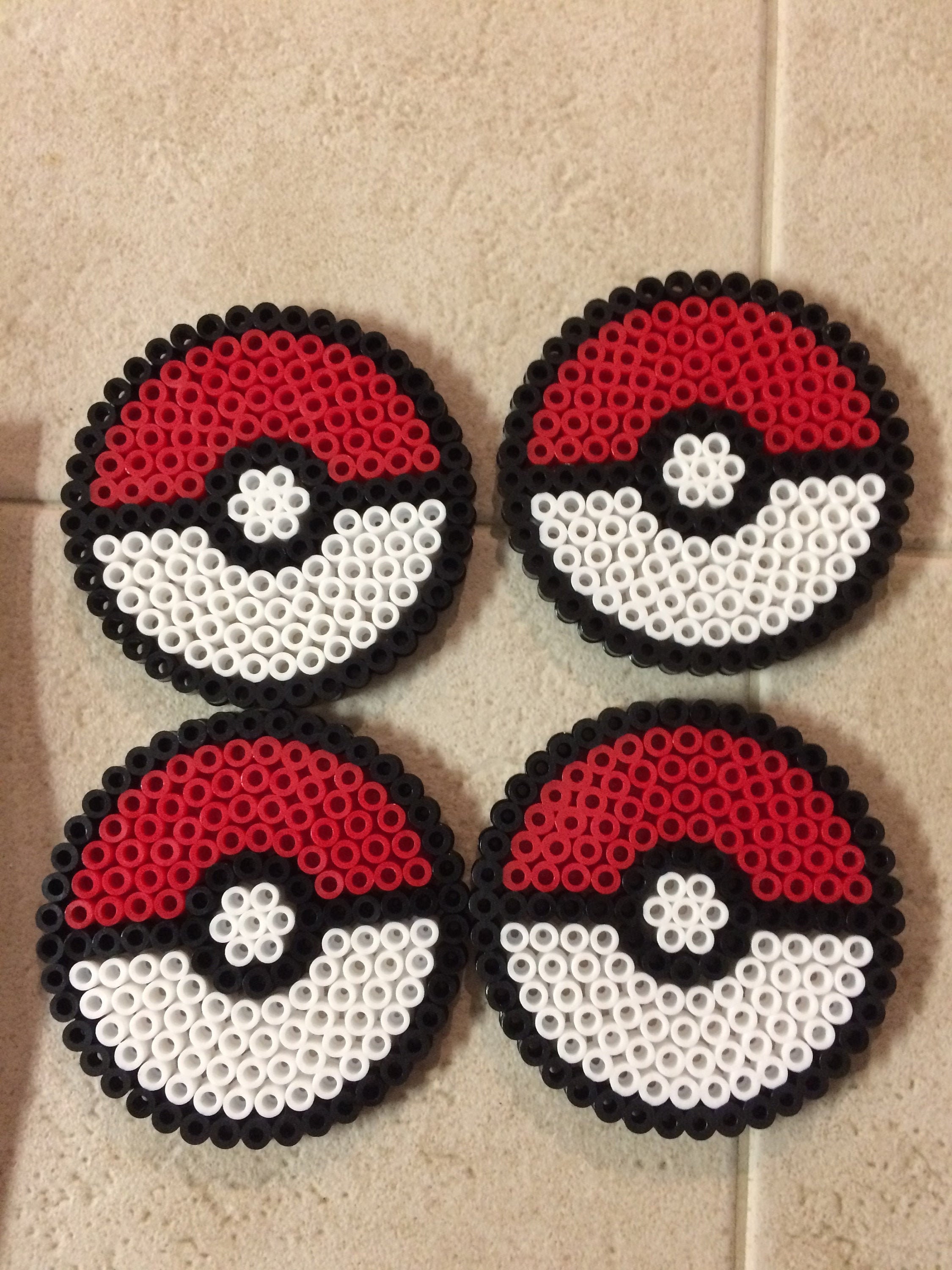 Pokeball Perler bead Coasters Etsy