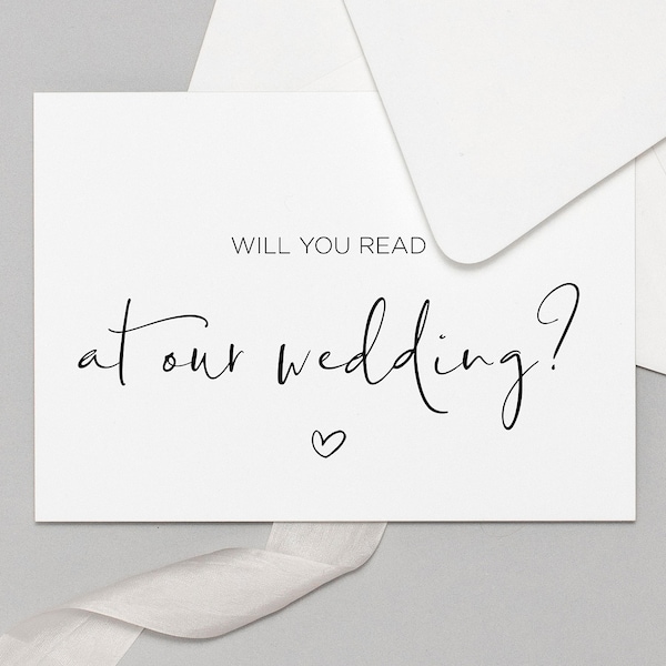 Will You Read at Our Wedding Day Printable Card, Elegant, Gift for Bridal Party, Proposal Asking Card, Digital Download, Instant File