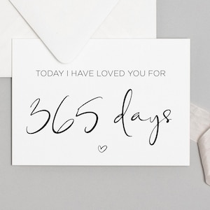 Vandaag heb ik van je gehouden voor 365 dagen jubileum afdrukbare kaart, 1e huwelijksverjaardag, vriend vriendin, digitale download, één jaar