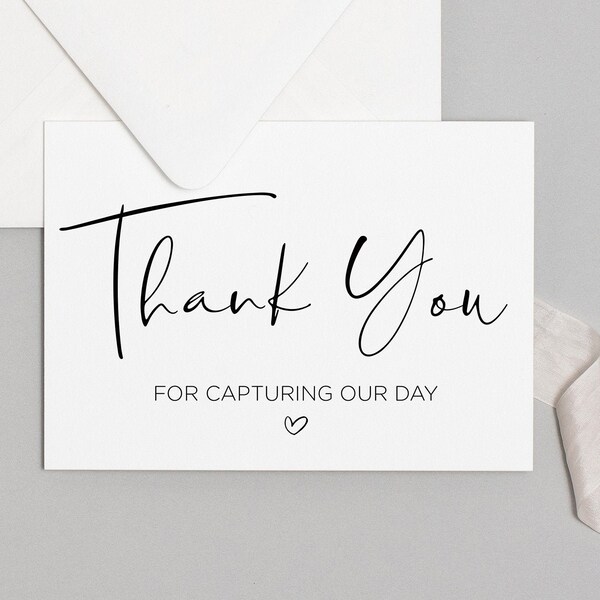 Thank You for Capturing Our Day Printable Card, Thank You Gift for Photographer, Digital Download, Instant File, Wedding Photographer Card