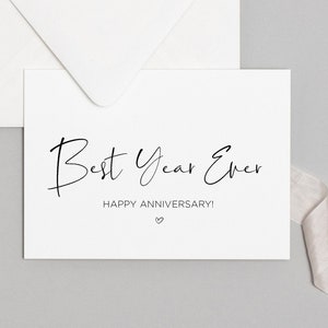 Beste jaar ooit Happy Anniversary afdrukbare kaart, 1e huwelijksverjaardag, eerste jaar als vriend vriendin, digitale download, man vrouw