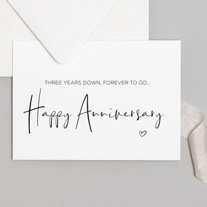 3 年が経ち、永遠に幸せな記念日の印刷可能なカード、結婚 3 周年、ボーイフレンド、デジタル ダウンロード、夫と妻へのギフト