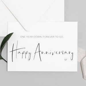 Een jaar down Forever To Go Happy Anniversary afdrukbare kaart, 1e huwelijksverjaardag, vriend vriendin, digitale download, man vrouw