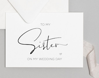 A mi hermana el día de mi boda Tarjeta descargable, Regalo de boda para hermana, Hermana de novias, Hermana de novios, Descarga digital, Boda simple