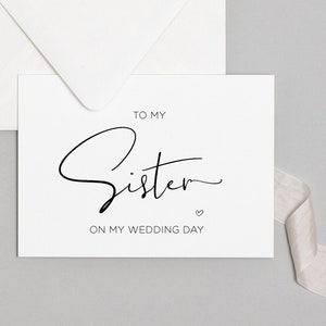 An meine Schwester an meinem Hochzeitstag herunterladbare Karte, Hochzeitsgeschenk für Schwester, Bräute Schwester, Bräutigam Schwester, digitaler Download, einfache Hochzeit