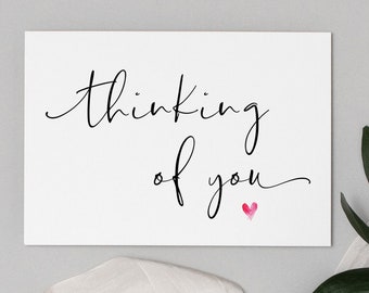 Tarjeta de pensamiento imprimible en usted, tarjeta de simpatía de amistad, envío de tarjeta de cuarentena de amor, regalo de amigos de Miss You Descarga instantánea digital DIY