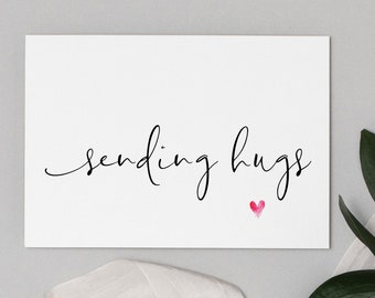 Printable Sending Hugs Card, Thinking of You Sympathy Card, Sending Love Quarantine Card, Miss You Friends Gift Digital Instant Download DIY