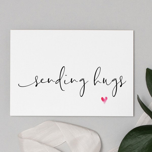 Printable Sending Hugs Card, Thinking of You Sympathy Card, Sending Love Quarantine Card, Miss You Friends Gift Digital Instant Download DIY