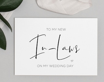 A mis nuevos suegros en la tarjeta descargable del día de mi boda, regalo de boda para suegros, novias mamá y papá, descarga digital, familia en derecho