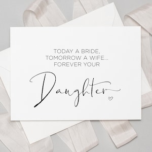 Biglietto scaricabile per il giorno delle nozze di oggi uno sposo, per sempre tua figlia, matrimonio elegante, regalo per i genitori, mamma e papà della sposa, download digitale