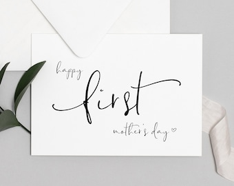 Tarjeta descargable digital feliz del primer día de las madres, 1er día de las madres, regalo de nueva mamá, de Baby Bump, hijo hija, descargar, tarjeta de mamá DIY