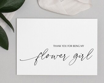 Flower Girl Gracias Boda Tarjeta PDF imprimible, Regalo de agradecimiento para la fiesta nupcial, Descarga digital, Archivo instantáneo, Tarjetas de bricolaje de la novia