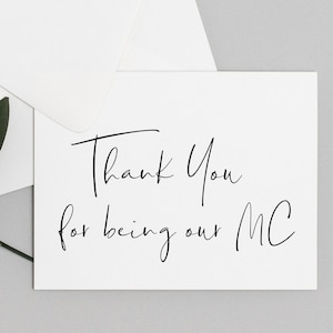 Danke, dass Sie unser MC Hochzeitstag druckbare Karte, Geschenk für Master of Ceremonies Brautparty Digital Download Instant File Downloadable