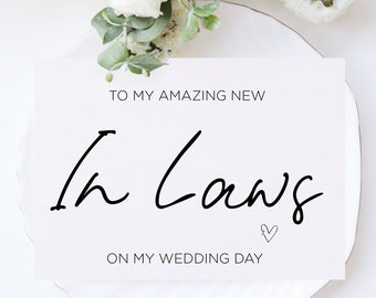 To My New In Laws on My Wedding Day Downloadable Card, Wedding Gift For Parents in Law, Brides Mom and Dad, Digital Download, Family in Law