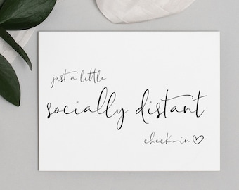 Tarjeta de registro socialmente distante imprimible, tarjetas de pensamiento en usted, envío de tarjeta de cuarentena de amor, descarga instantánea digital de Miss You DIY, corazón