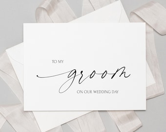 Digital To My Groom On Our Wedding Day Printable Digital Card, Elegant Wedding, Gift For Husband, Groom Card From Bride, Instant Download