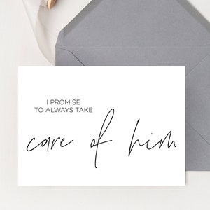 Je prendrai toujours soin de lui carte téléchargeable le jour du mariage, cadeau pour les beaux-parents, mariées maman et papa, téléchargement numérique, impression à la maison bricolage