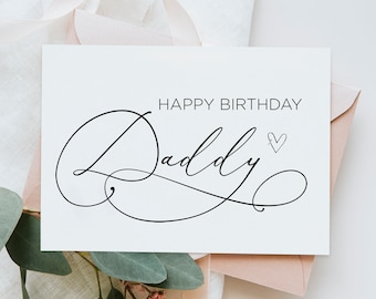 Tarjeta de papá de feliz cumpleaños imprimible de Baby Bump, tarjetas de papá de regalo de cumpleaños elegantes de hijo hija, descarga instantánea digital, bricolaje, corazón