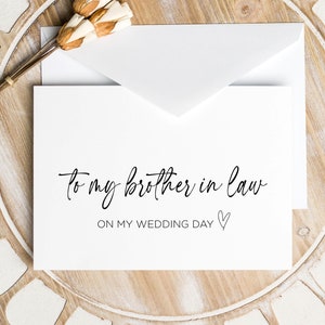 À mon beau-frère le jour de mon mariage carte de voeux imprimable, cadeau de mariage pour frère, mariées, mariés, téléchargement numérique, mariage simple