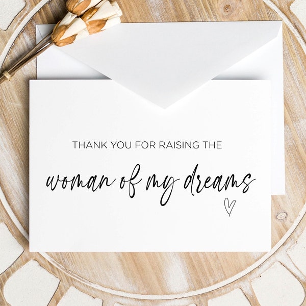Parents In Law Wedding Day Downloadable Card, Thank your Raising the Woman of My Dreams Gift For Mother in Law, Brides Mom, Digital Download
