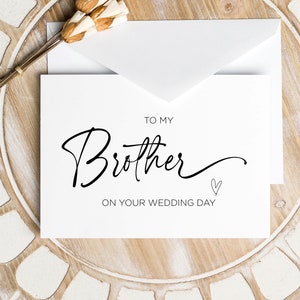 A mi hermano el día de su boda tarjeta de felicitación imprimible, regalo de boda para hermano, de regalo de novio de novia, descarga digital, boda simple