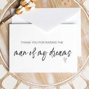 Biglietto scaricabile per il giorno del matrimonio dei suoceri, regalo di ringraziamento per aver cresciuto l'uomo dei miei sogni per la suocera, la mamma dello sposo, download digitale