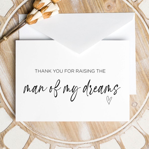 Parents In Law Wedding Day Downloadable Card, Thank your Raising the Man of My Dreams Gift For Mother in Law, Grooms Mom, Digital Download