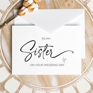 An meine Schwester an Ihrem Hochzeitstag herunterladbare Karte, Hochzeitsgeschenk für Schwester, Braut Bräutigam Schwester, digitaler Download, einfache Hochzeit zum Ausdrucken