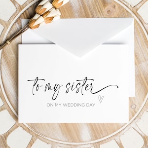 An meine Schwester an meinem Hochzeitstag herunterladbare Karte, Hochzeitsgeschenk für Schwester, Braut, Bräutigam Schwester, digitaler Download, einfache Hochzeit, druckbar