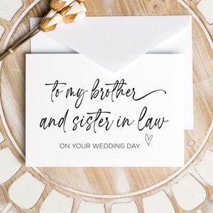 An meinen Bruder und meine Schwägerin an meinem Hochzeitstag druckbare Grußkarte, Hochzeitsgeschenk für Braut & Bräutigam, digitaler Download, einfache Hochzeit