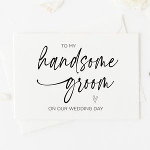 結婚式の日にハンサムな新郎へ送るデジタルカード、エレガントな結婚式、夫への結婚祝い、花嫁からの新郎へのカード、即時ダウンロード
