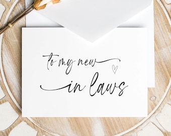 A mis nuevos suegros en la tarjeta descargable del día de mi boda, regalo de boda para suegros, novias mamá y papá, descarga digital, familia en derecho