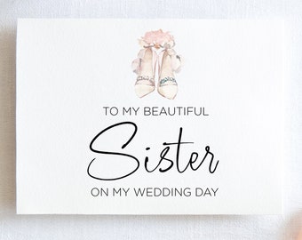 To My Sister on My Wedding Day Downloadable Card, Wedding Gift For Sister, Brides Sibling, Grooms Sister, Digital Download, Simple Wedding