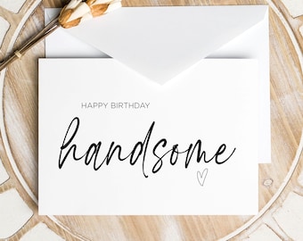 Tarjeta hermosa de feliz cumpleaños imprimible para esposo, novio elegante regalo de cumpleaños, tarjeta imprimible de esposa, descarga instantánea digital DIY