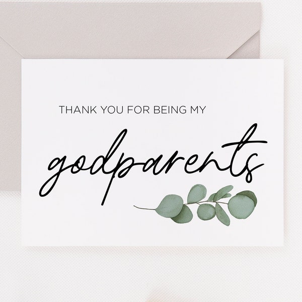 Thank You for being my Godparents Card, Godparent Request, Christening Gift Baptism, Guide Parent, Digital Design, Downloadable, Printable