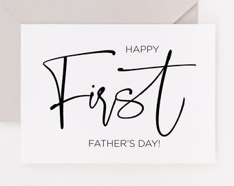 Printable Happy First Fathers Day Downloadable Card, New Dad Gift From Son Daughter Cards, Download, DIY, Digital Greeting, Print at Home